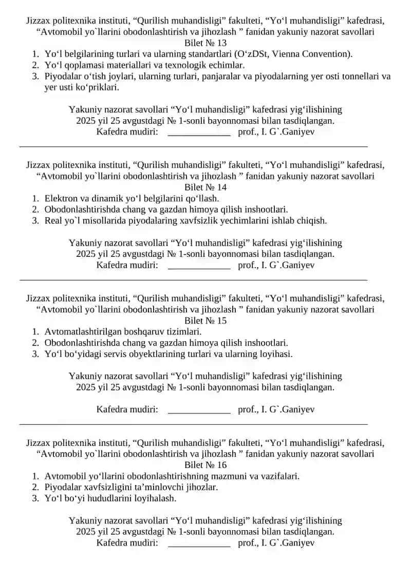 Avtomobil yo'llarini obodonlashtirish va jihozlash 4