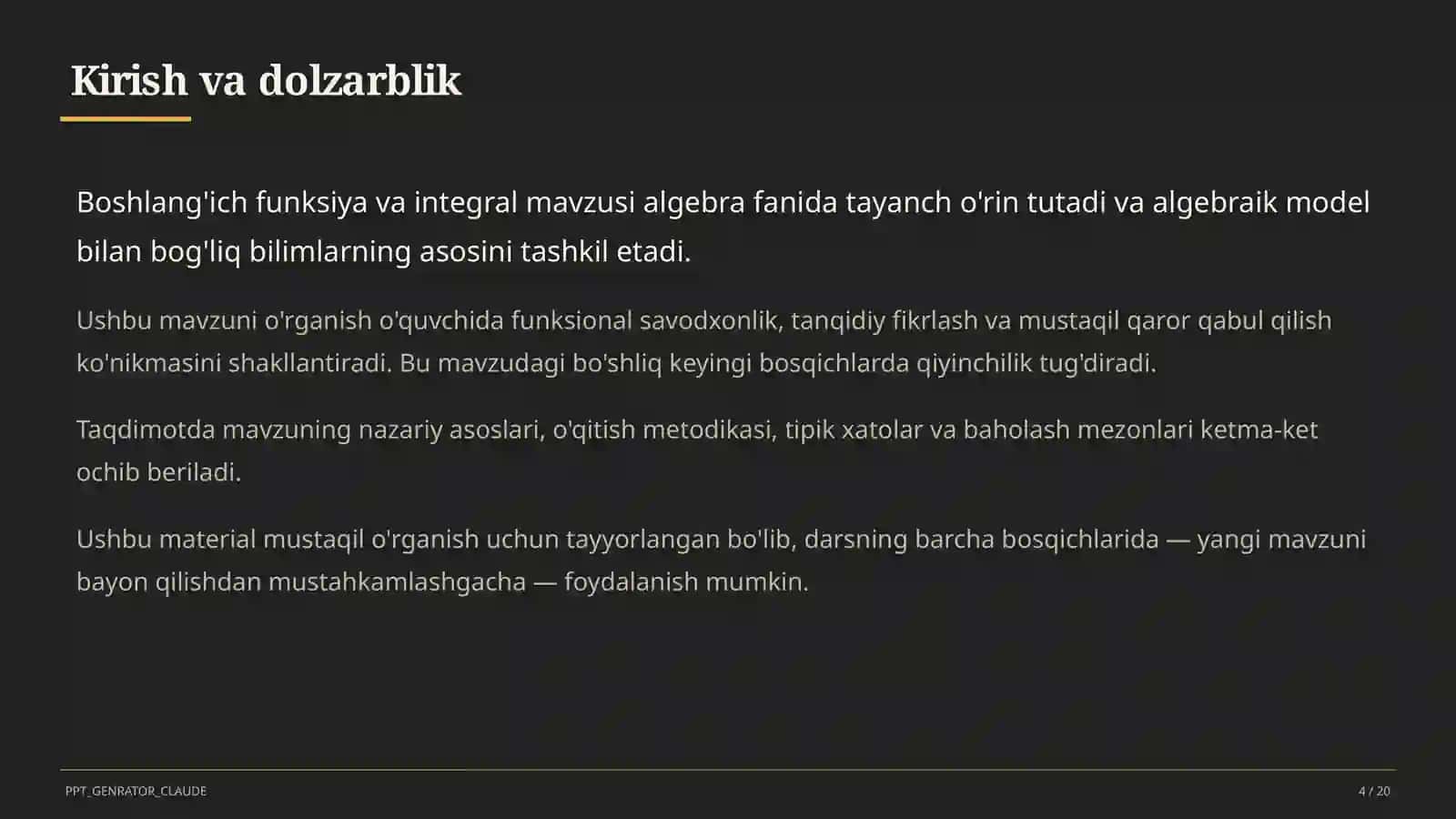 Boshlang'ich funksiya va integral (11-sinf) 4