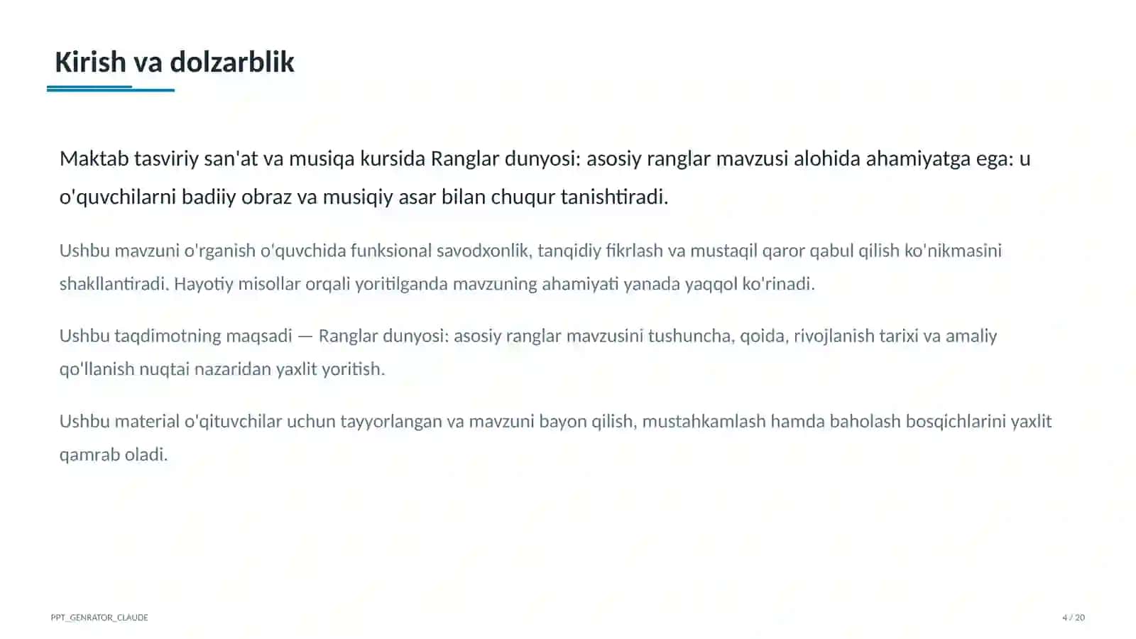 Ranglar dunyosi: asosiy ranglar (1-sinf) 4