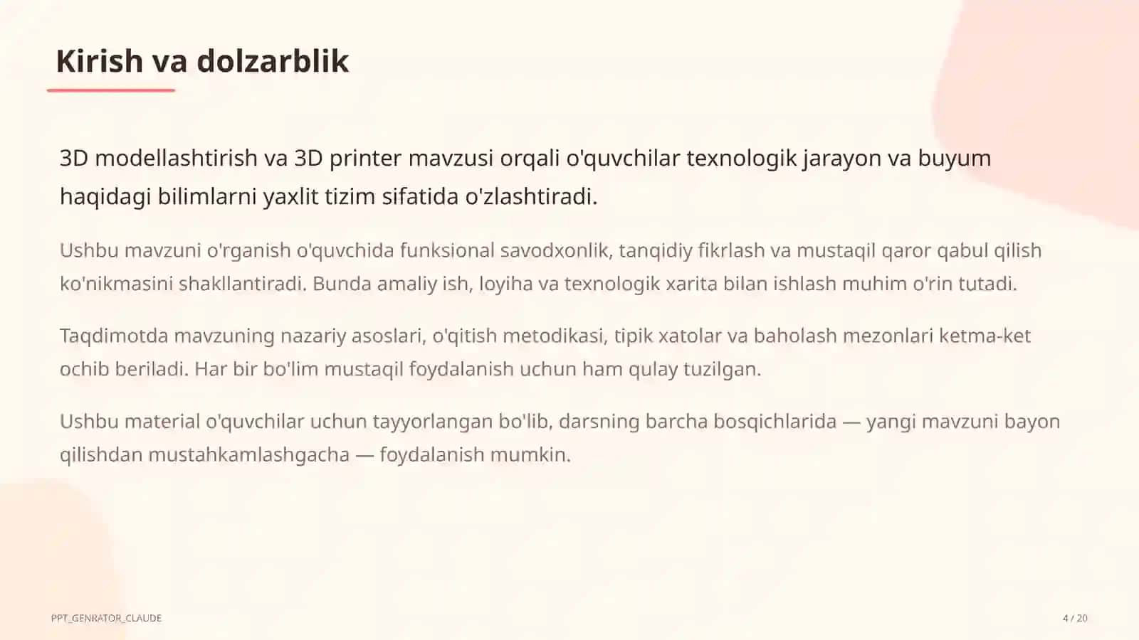 3D modellashtirish va 3D printer (10-sinf) 4