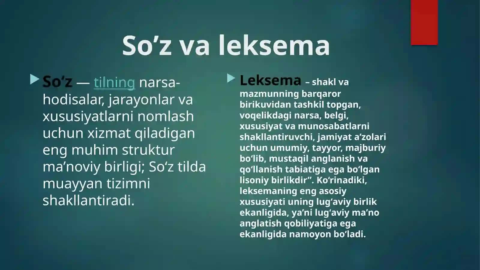 Leksikologiyavauningbo'limlari.So'zvaleksema.So'zlarningma'novashaklmunosabatigako'raturlari 4