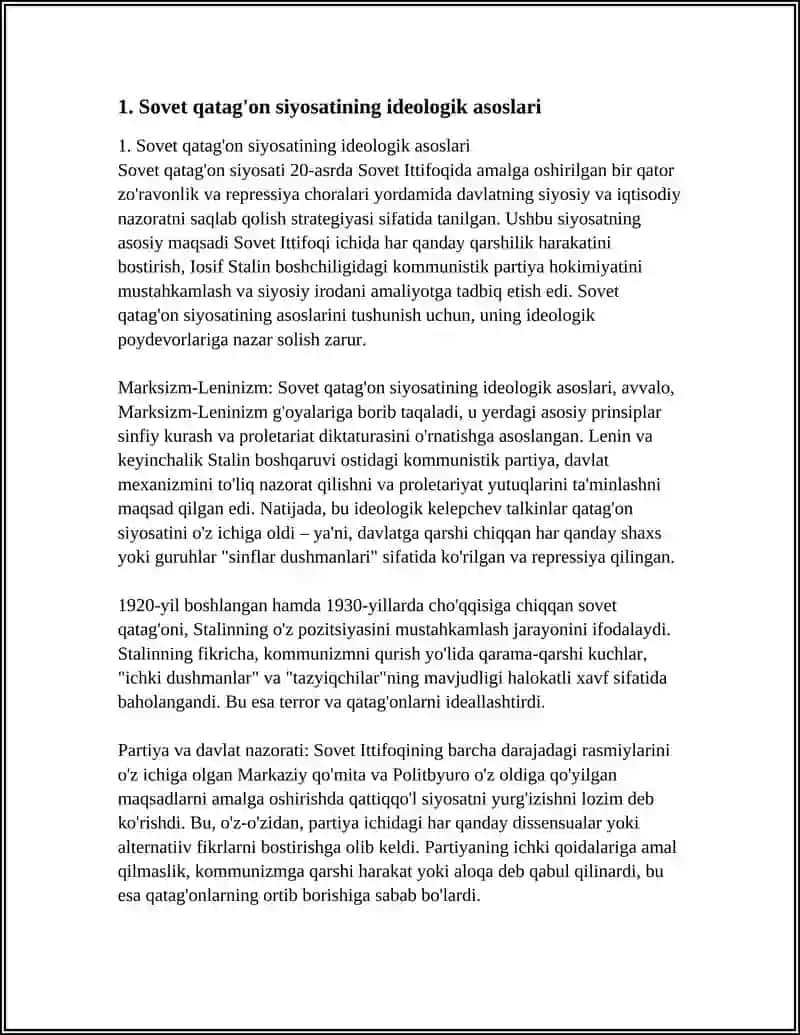 Sovetlarning Qatag'on Zoravonlik Siyosati va Uning Mohiyati 4