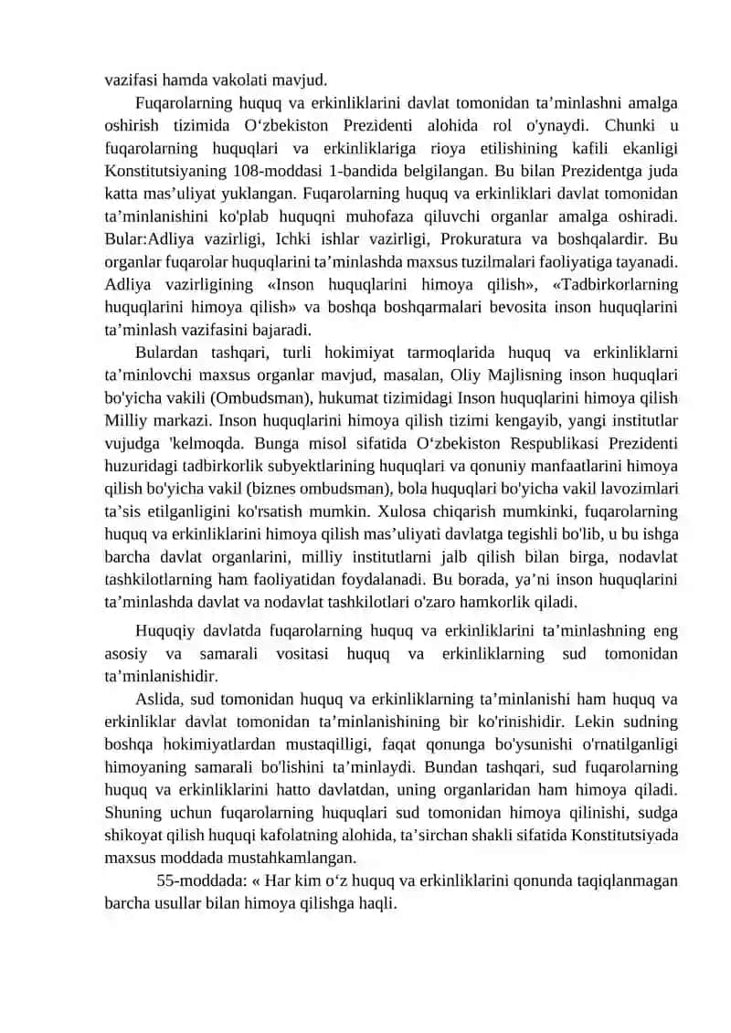 Huquq va erkinliklarning kafolatlari 4