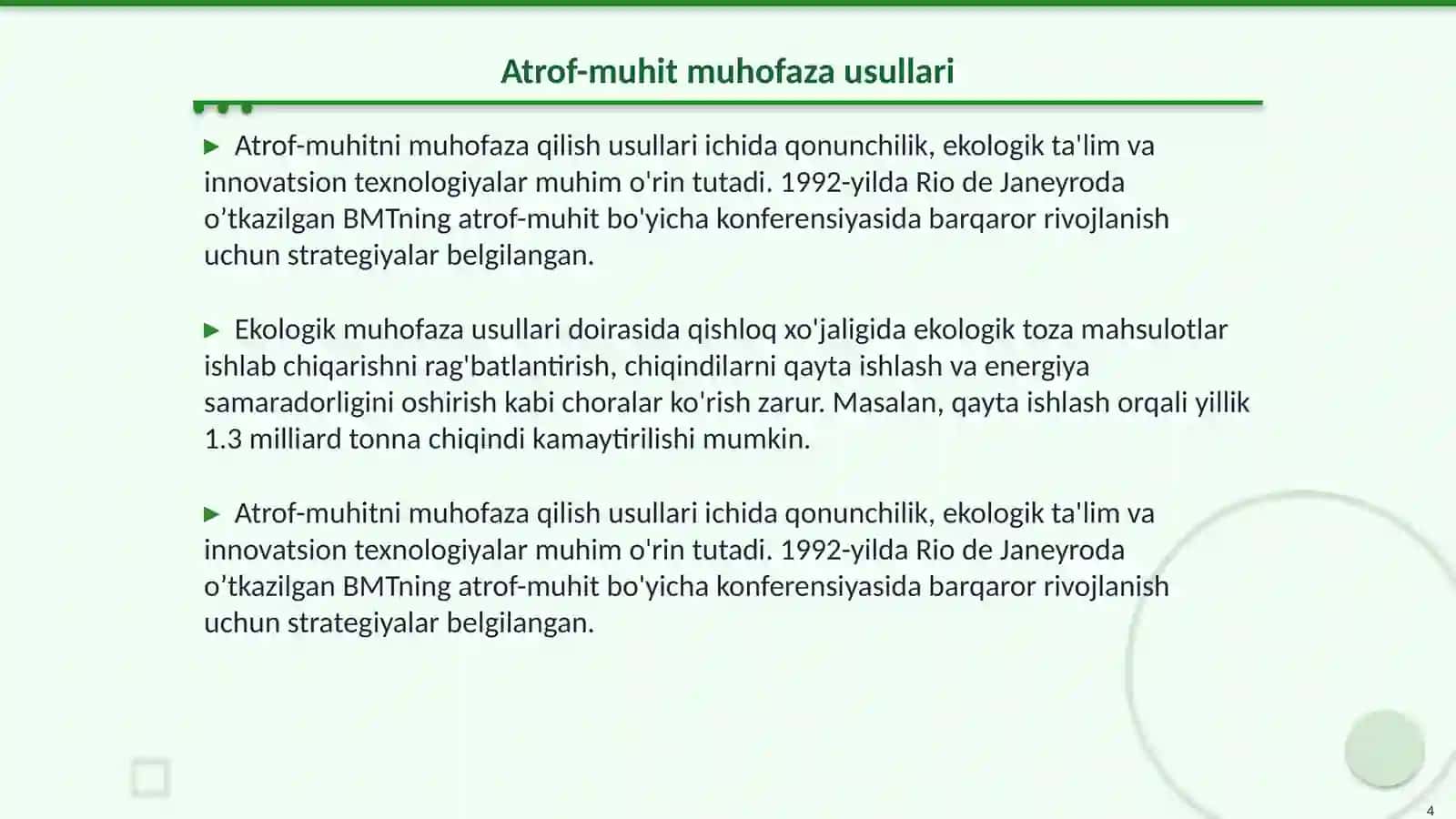 Ekologiya va atrof-muhitni muhofaza qilish 4