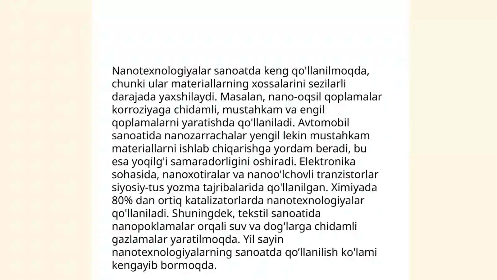 Nanotexnologiyalar rivojlanishining iqtisodiyotdagi o’rni va ahamiyati 4