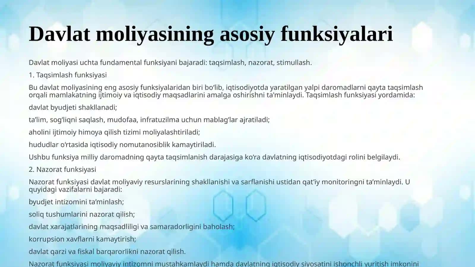 Davlat moliyasi tizimida taqsimlash 4