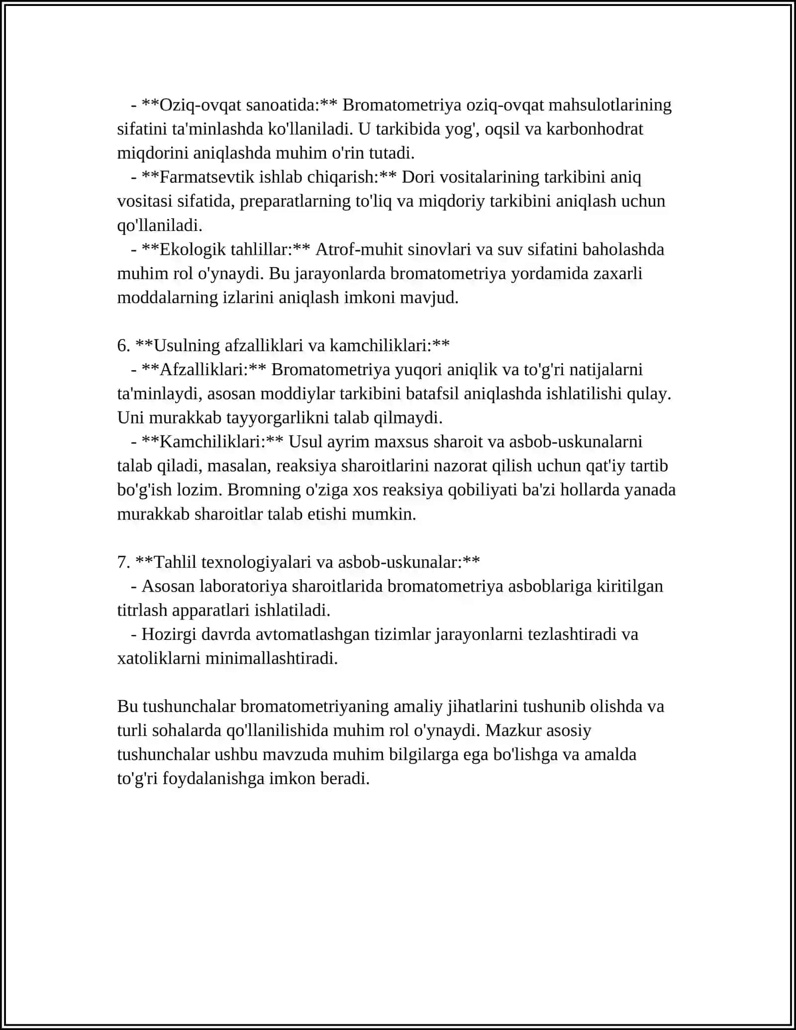 BROMATOMETRIK VA NITRITOMETRIK ANALIZ NATIJALARINI TAQOSLASH 4