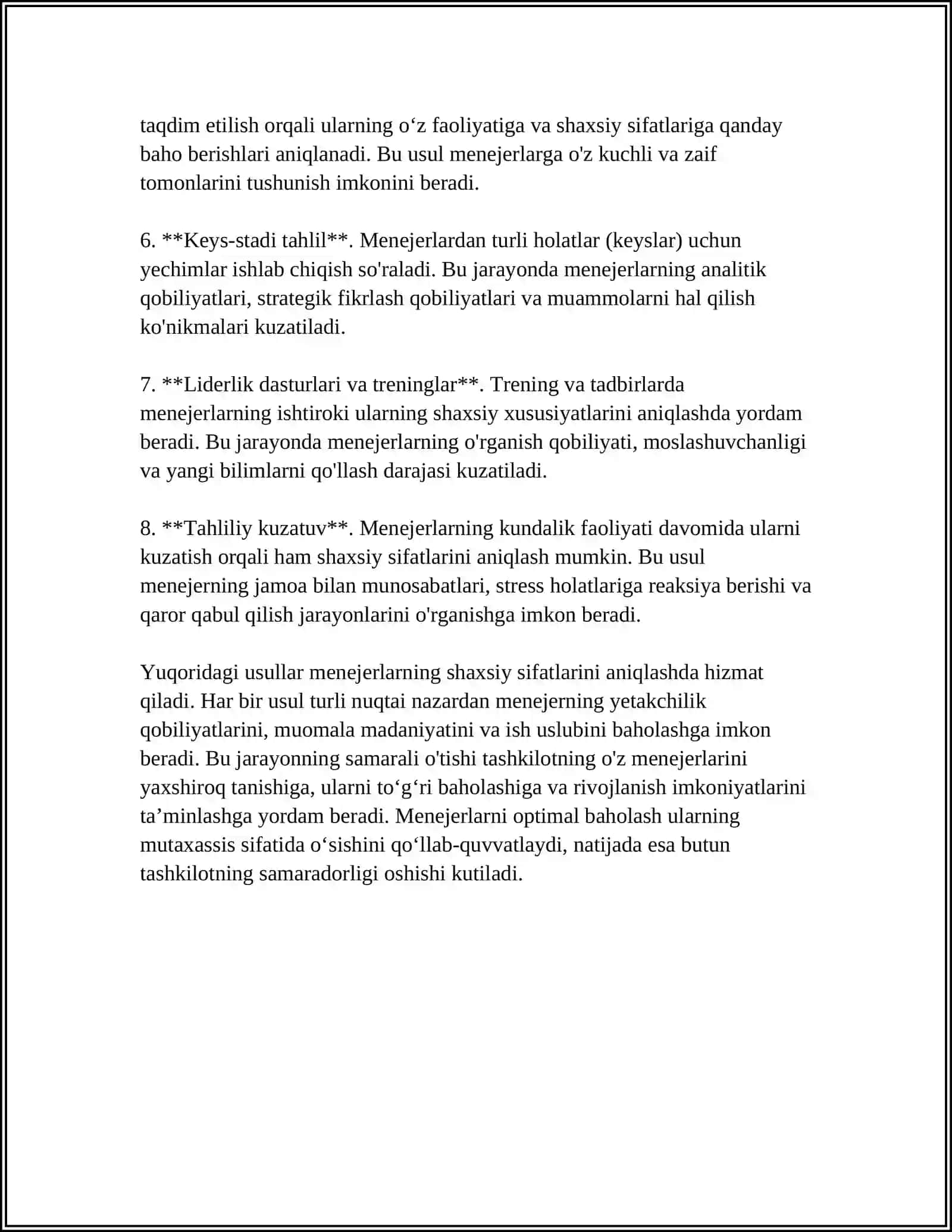 ATTESTATSIYA MENEJERLARNING SHAXSIY VA ISHBILARMONLIK SIFATINI BAHOLASH USULI SIFATIDA 4