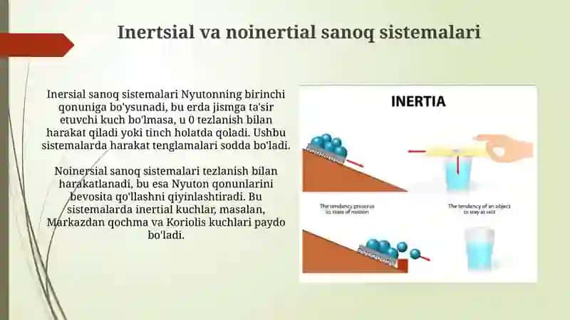 Ilgarilanma harakat qilayotgan noinertsial tizimdagi inertsiya kuchlari 4