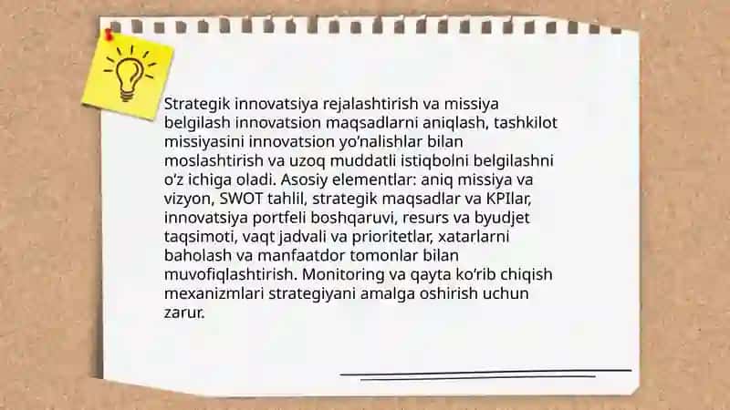 Innovatsion menejmentning strategik va operativ bosqichlar 4