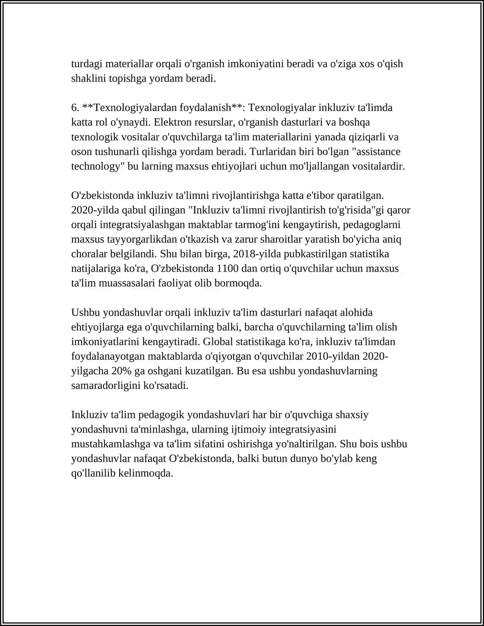 QISQA MUDDATLI GURUH ISHI DOIRASIDA TA'LIMGA INKLYUZIV YONDASHUVNI AMALGA OSHIRISH XUSUSIYATLARI 4