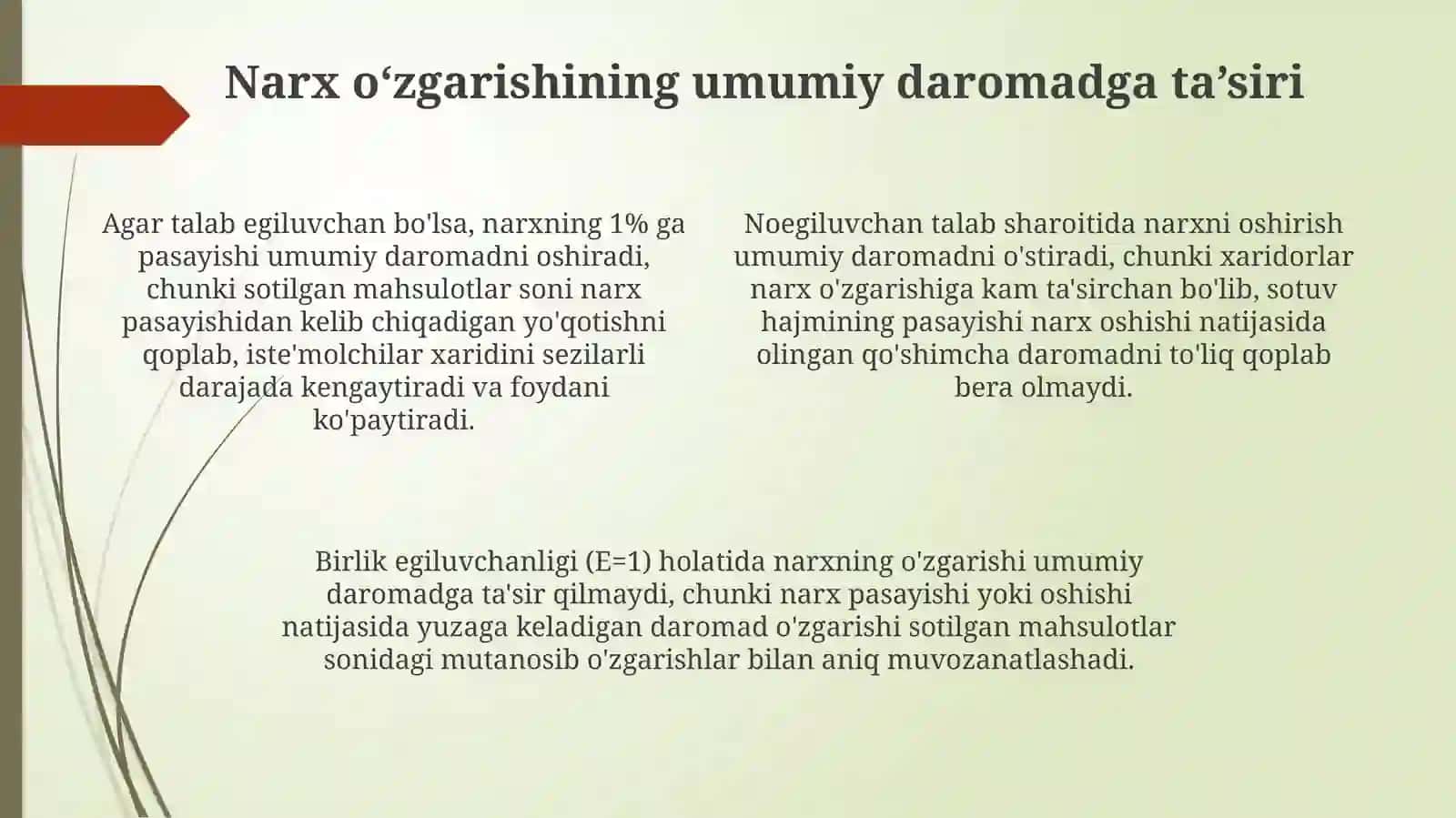Narx egiluvchanligi va talab qonuni asoslari 4