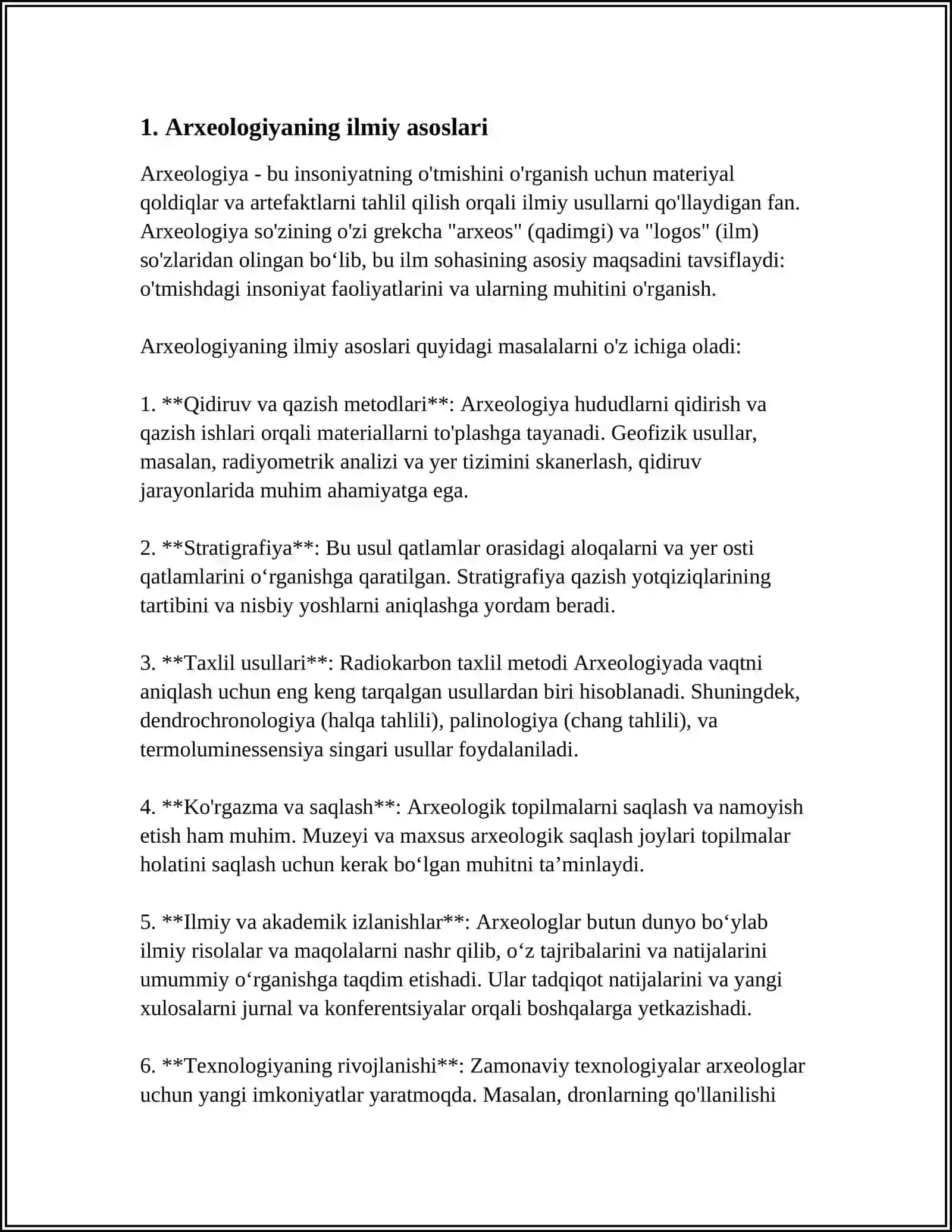 OʻZBEKISTON VA MARKAZIY OSIYO TARIXINI OʻRGANISHDA ARXEOLOGIYANING AHAMIYATI 4