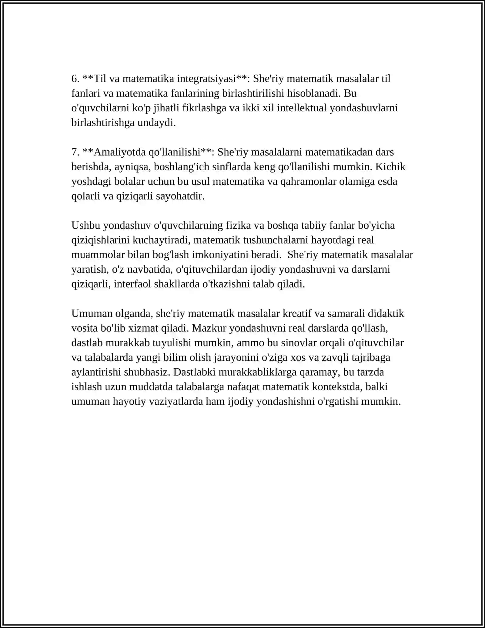 SHE’RIY MATEMATIK MASALALAR VA MATEMATIK BOSHQOTIRMALAR TUZISH 1-SINF MISOLIDA 4