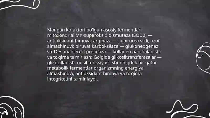 Mn+2 kationini organizmdagi ahamiyati, tibbiyotda qo'llanishi va dori vositalari tarkibida sifat hamda miqdorini aniqlash 4