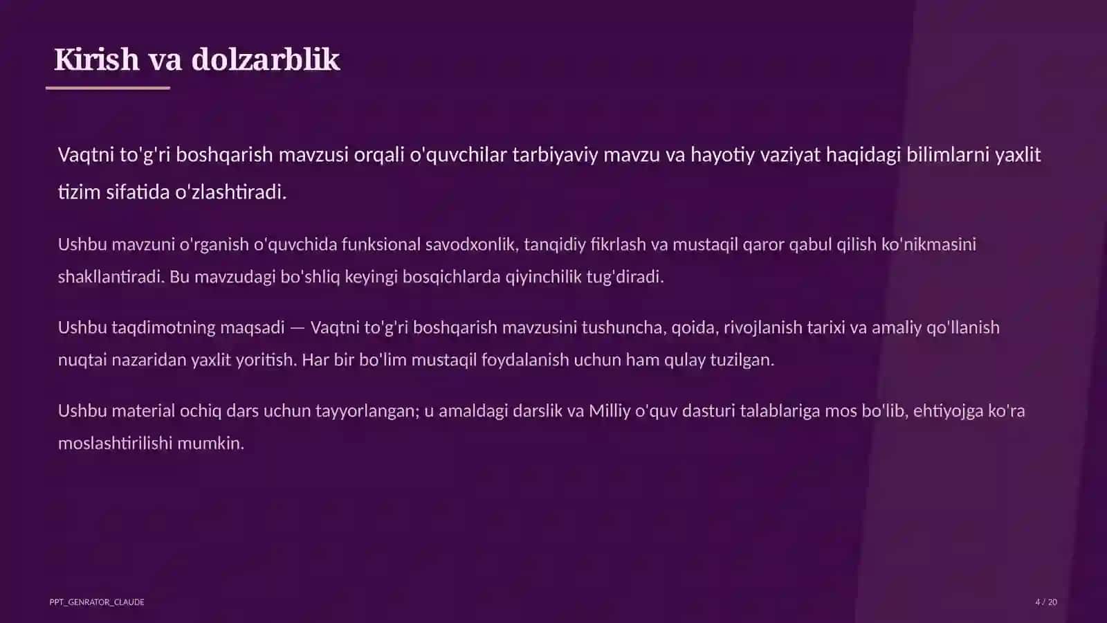 Sinf soati va tarbiyaviy tadbirlar 4
