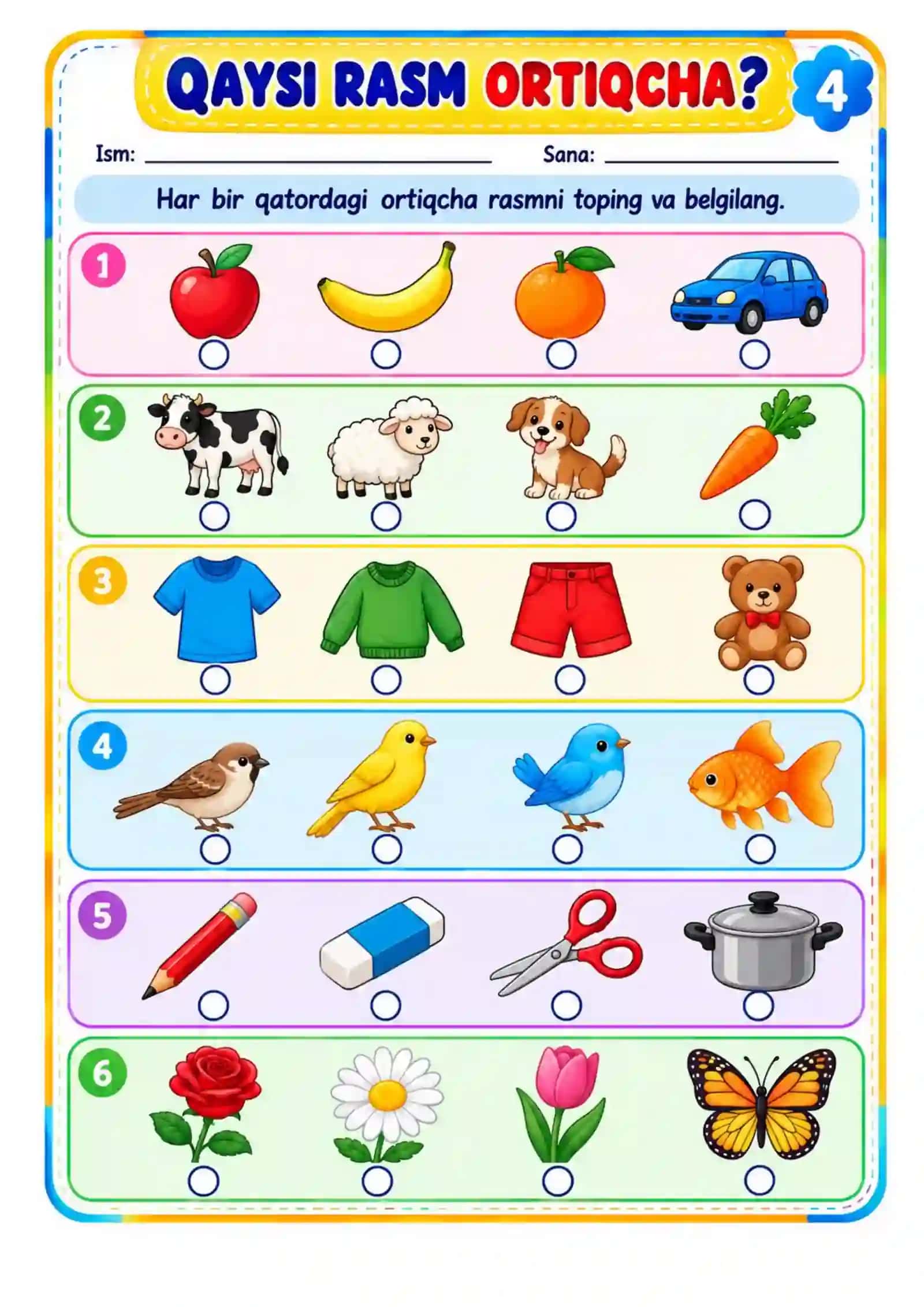 🌈 BOSHLANG‘ICH 1–4-SINFLAR UCHUN QIZIQARLI VA KO‘RGAZMALI O‘YINLAR | 10 TA RANGLI TOPSHIRIQ 4