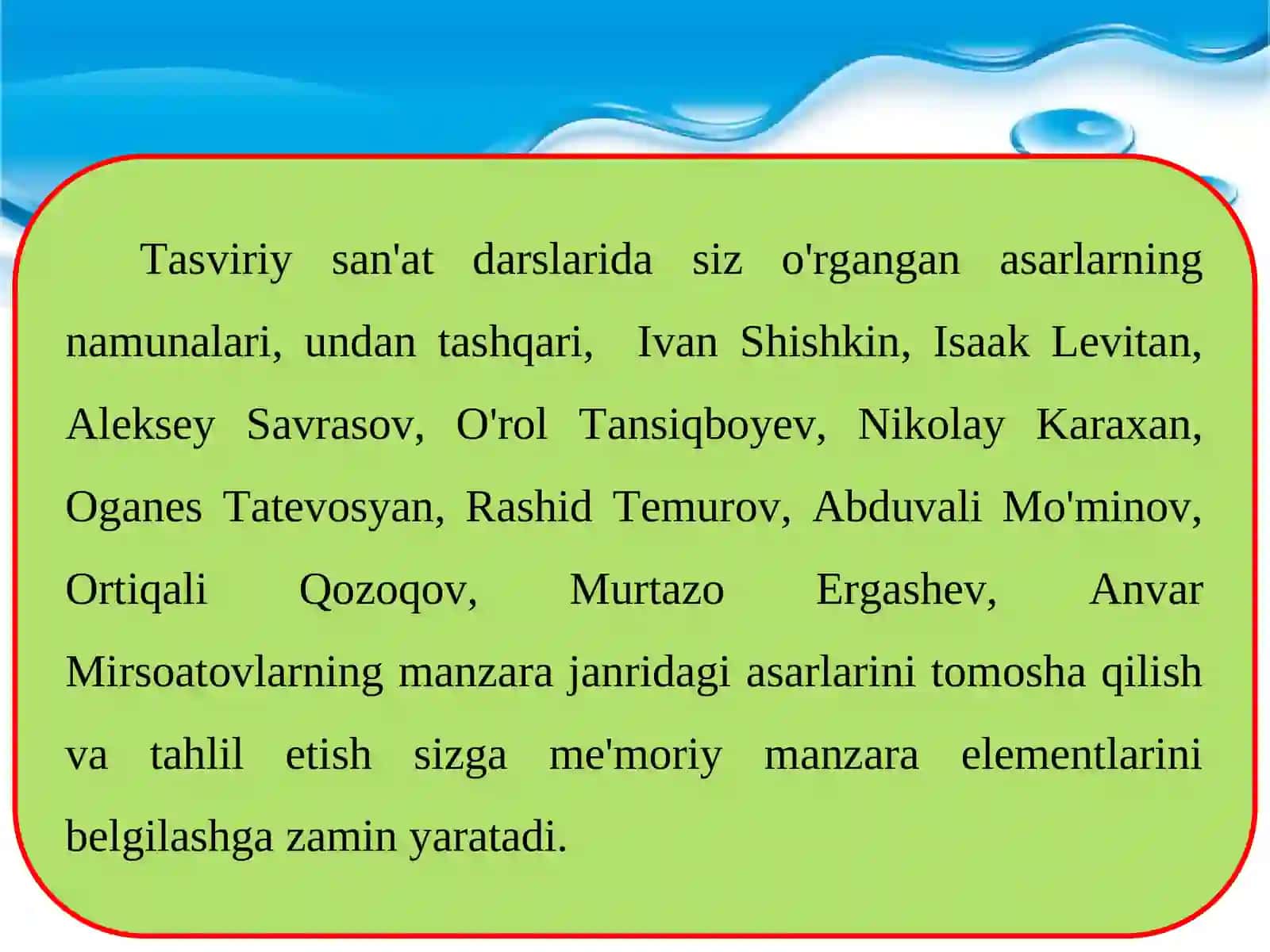 13-mavzu: Tasviriy san'atning rur va janrlari ichida manzara janri 4