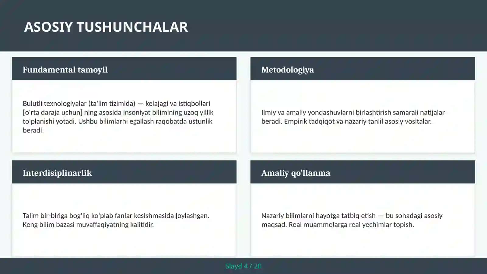 Bulutli texnologiyalar (ta'lim tizimida) — kelajagi va istiqbollari [o'rta daraja uchun] 4