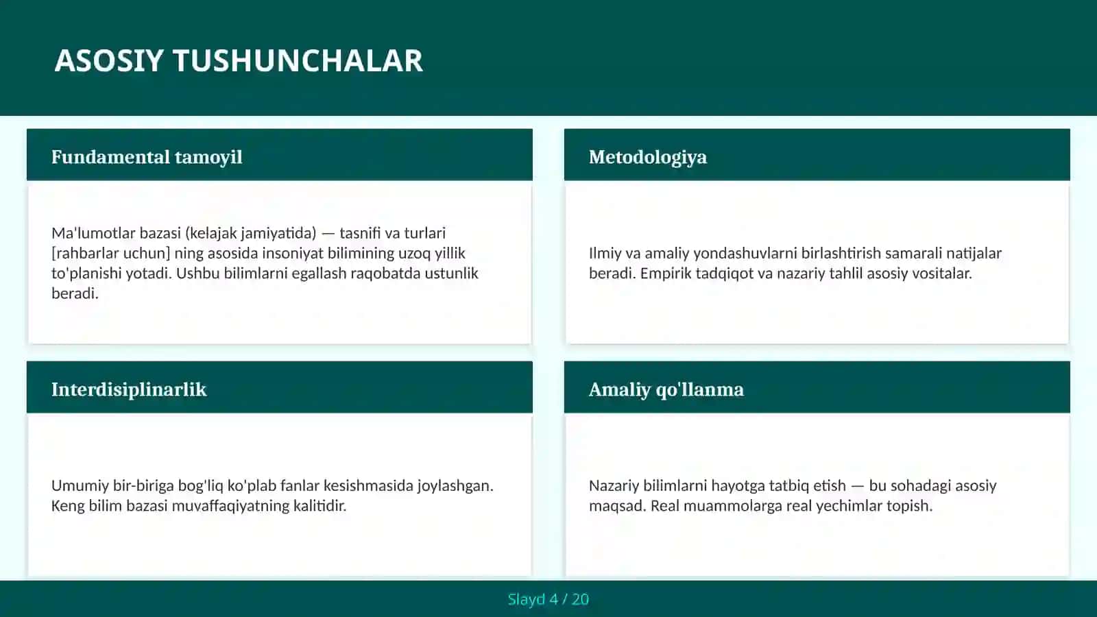 Ma'lumotlar bazasi (kelajak jamiyatida) — tasnifi va turlari [rahbarlar uchun] 4