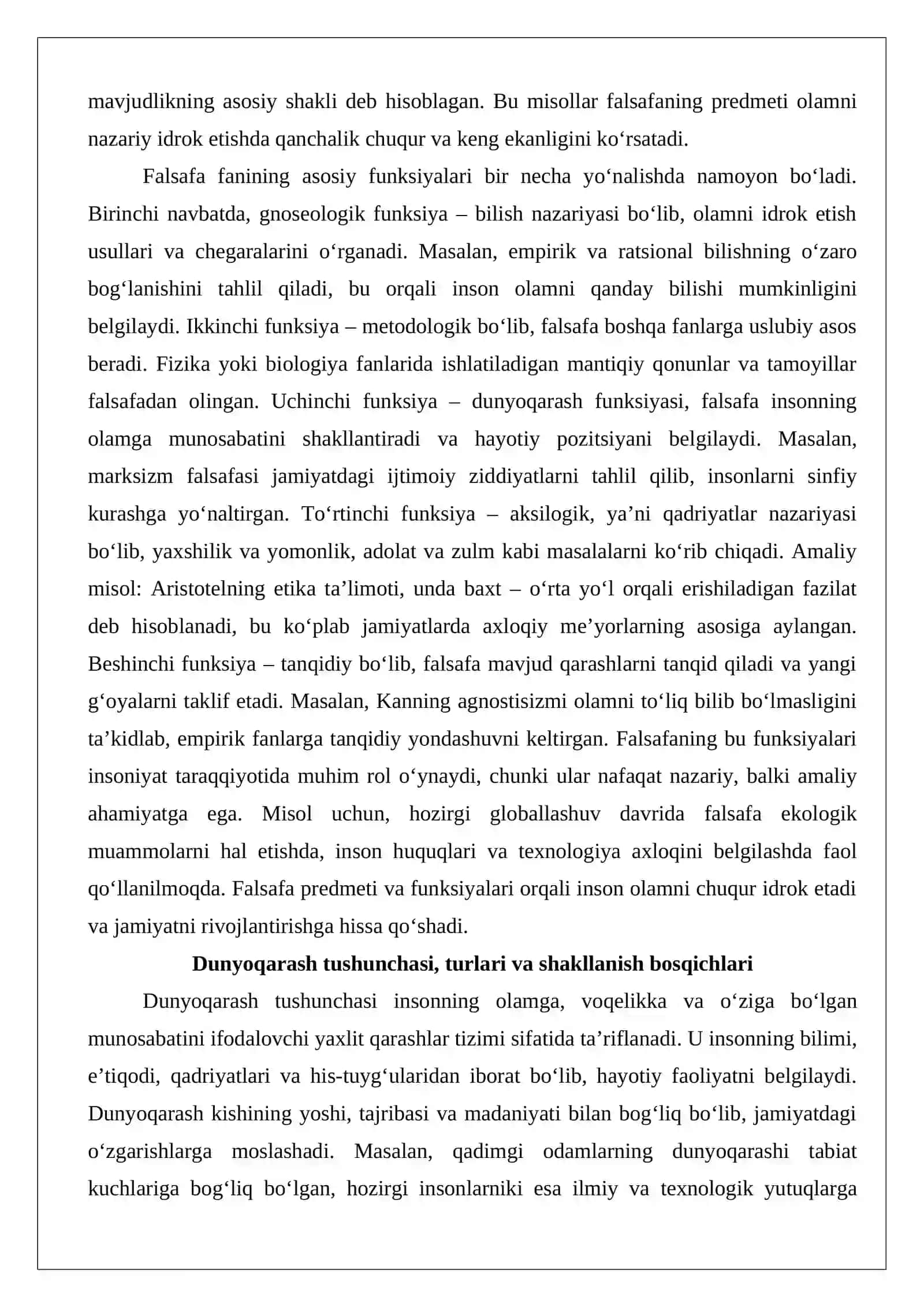 Falsafaning dunyoqarash funksiyasi va uning ijtimoiy ahamiyati 4
