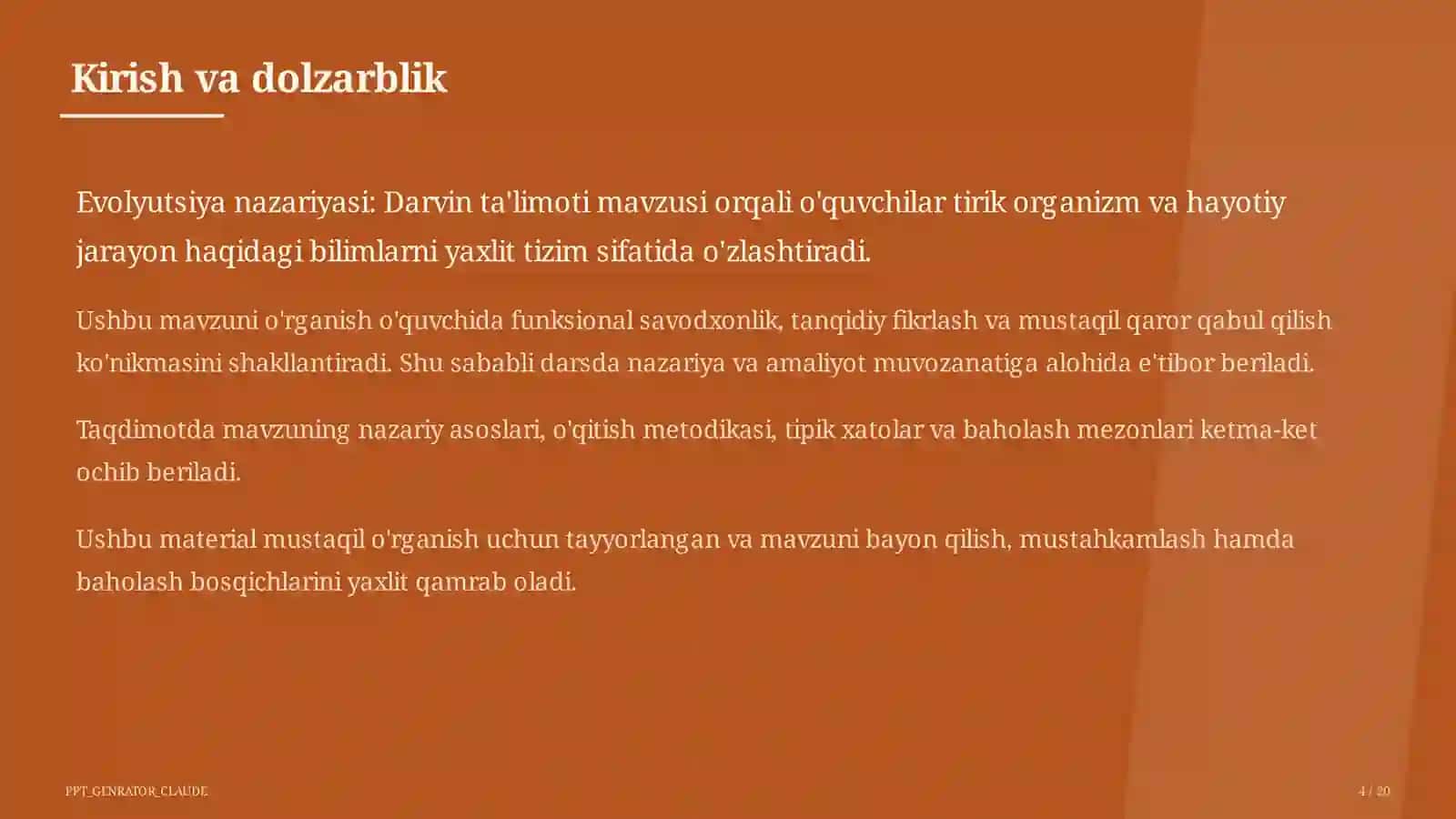Evolyutsiya nazariyasi: Darvin ta'limoti (10-sinf) 4