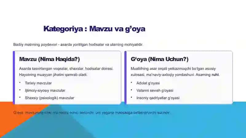 Badiiy matn va uning asosiy kategoriyalari. 4