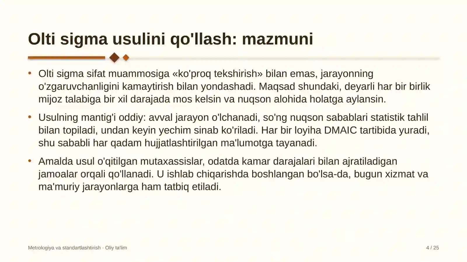 standartlashtirish va sertifikatlashtirish organlarida olti sigma usulini qo'llash 1942 4