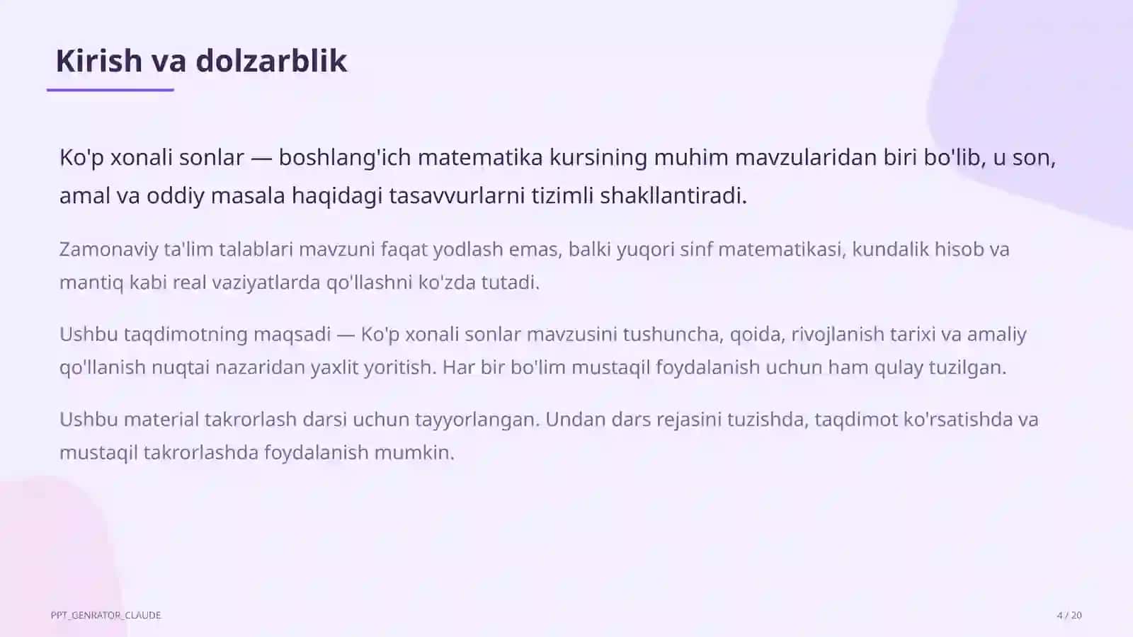 Ko'p xonali sonlar (4-sinf) 4