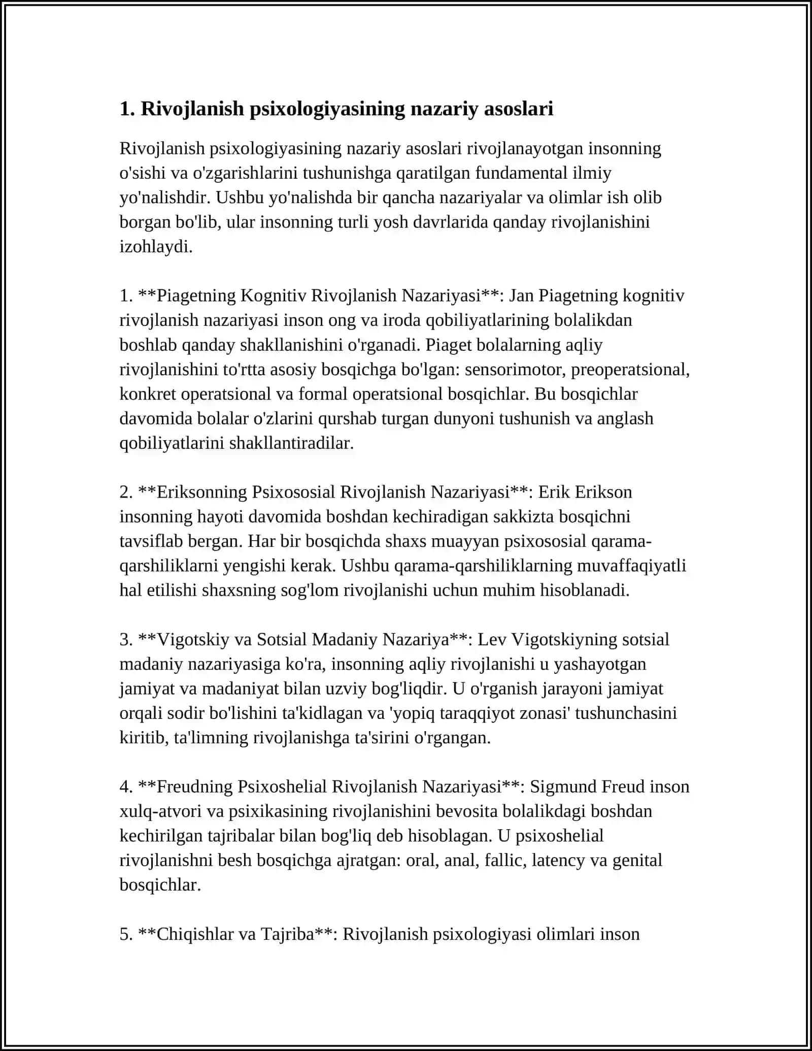 Rivojlanish psixologiyasi fanining predmeti maqsadi 4