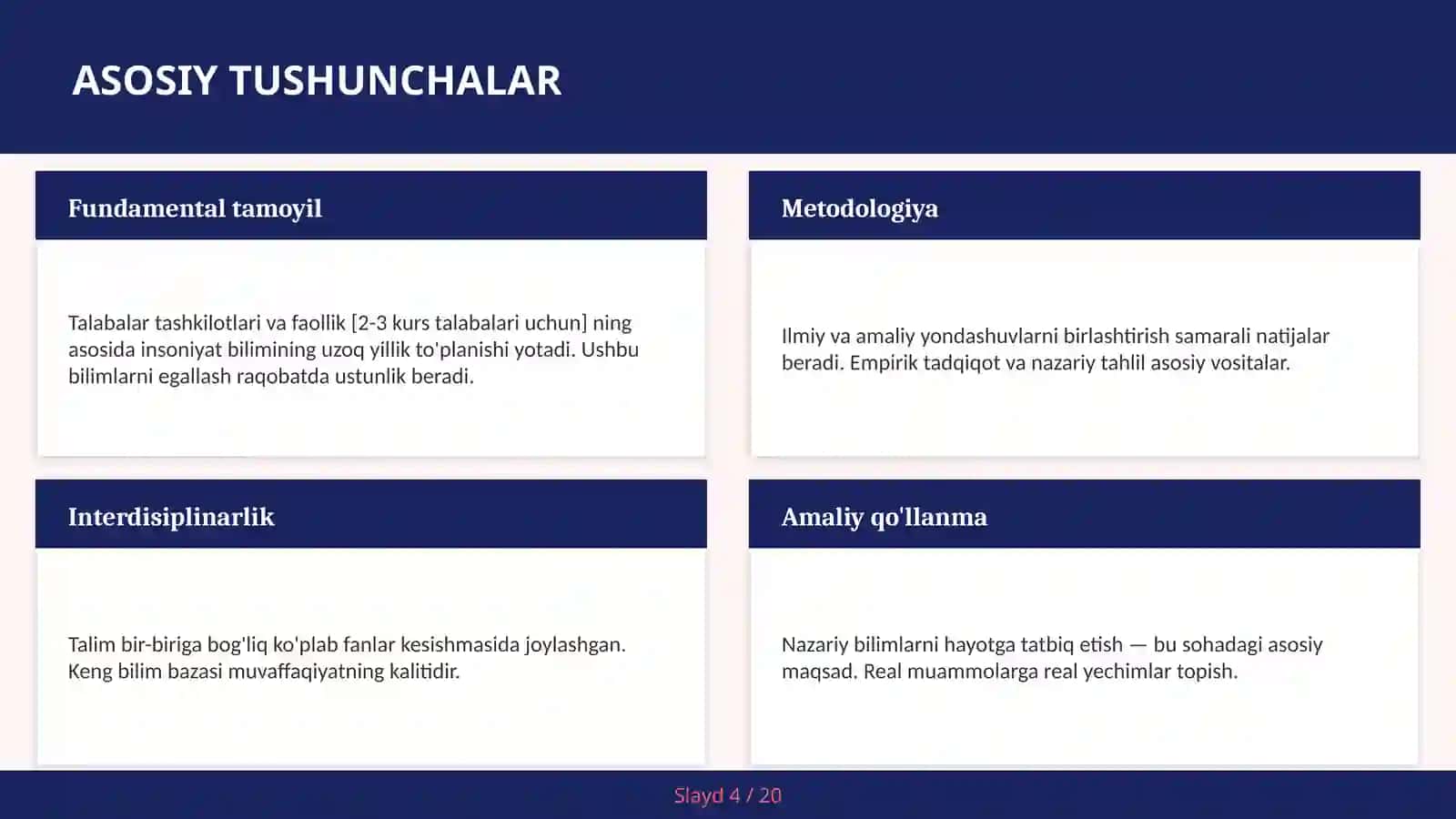 Talabalar tashkilotlari va faollik [2-3 kurs talabalari uchun] 4