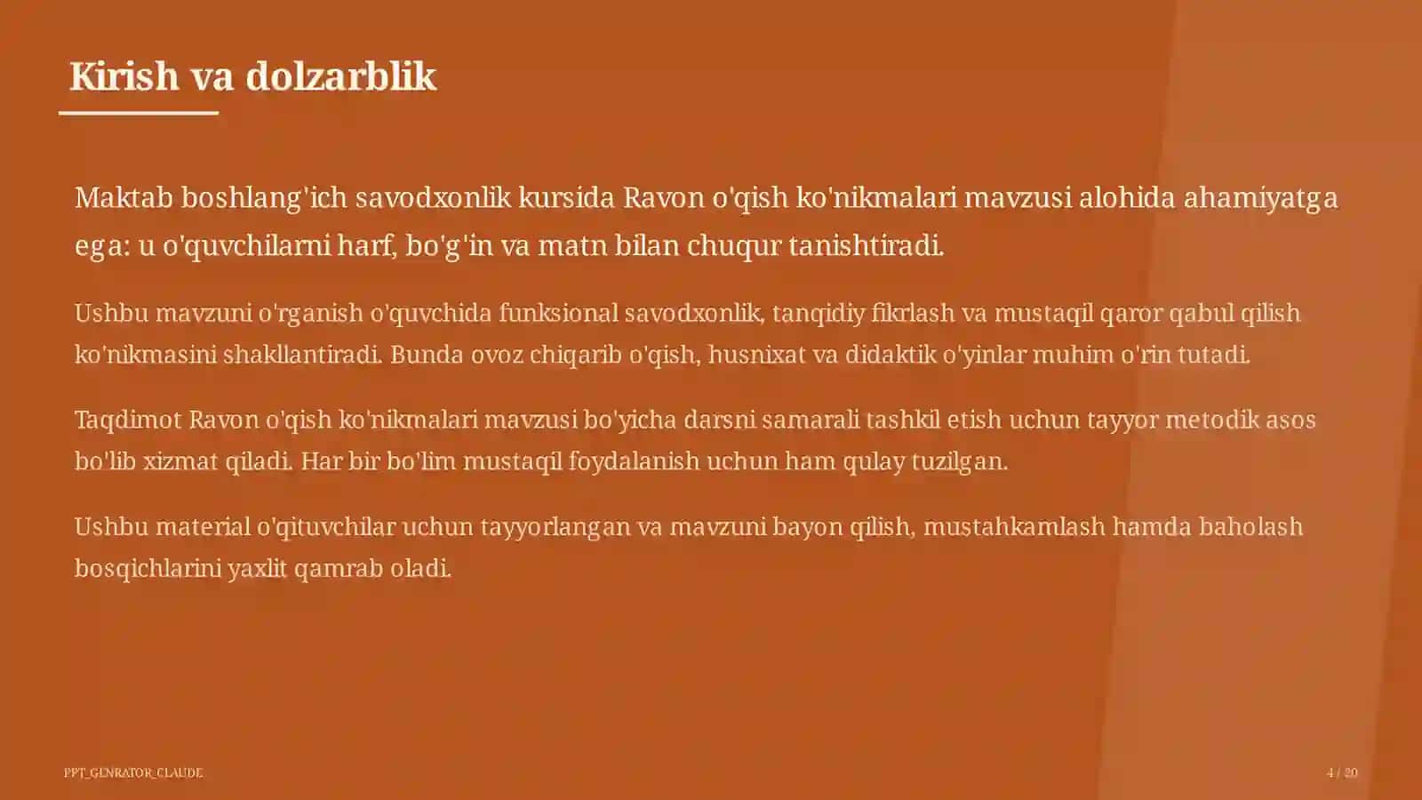 Ravon o'qish ko'nikmalari (1-sinf) 4