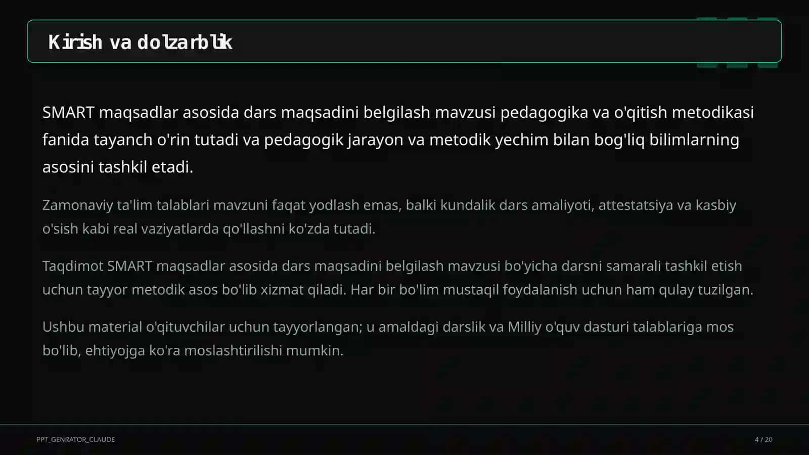 SMART maqsadlar asosida dars maqsadini belgilash 4