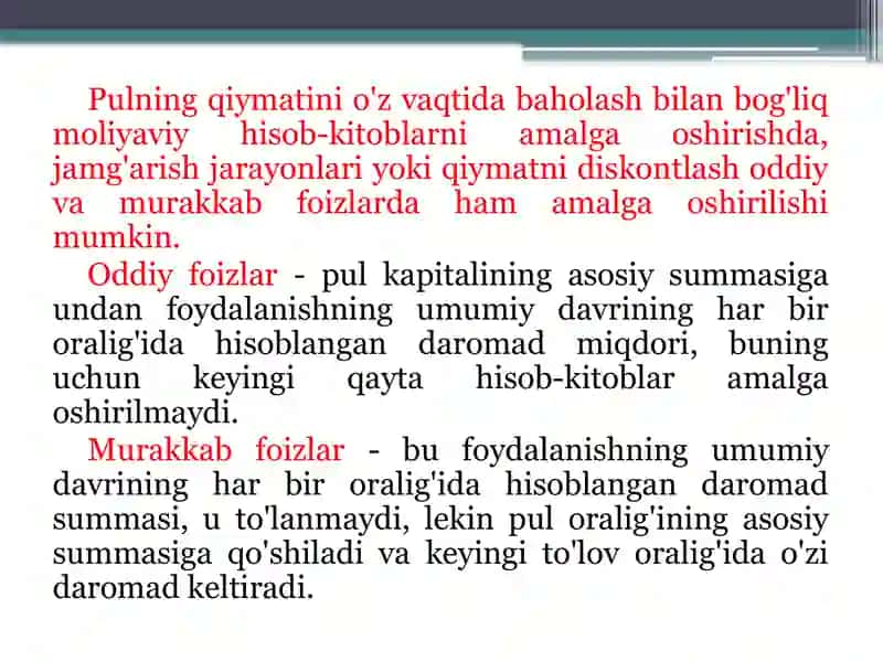 Baholashga kirish: pulning vaqt qiymati 4