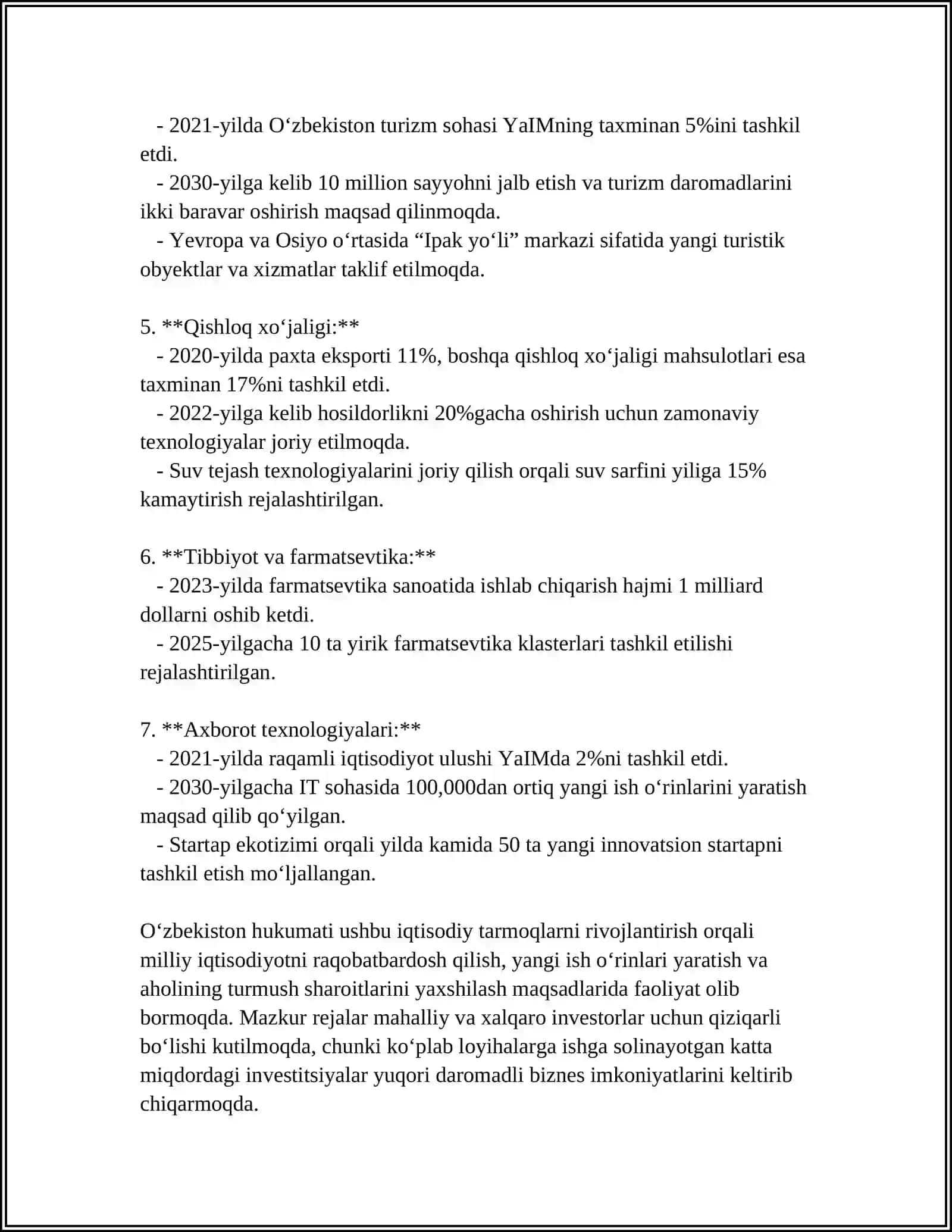 O'ZBEKISTONNING IQTISODIY RIVOJLANISH YO'LLARI 4