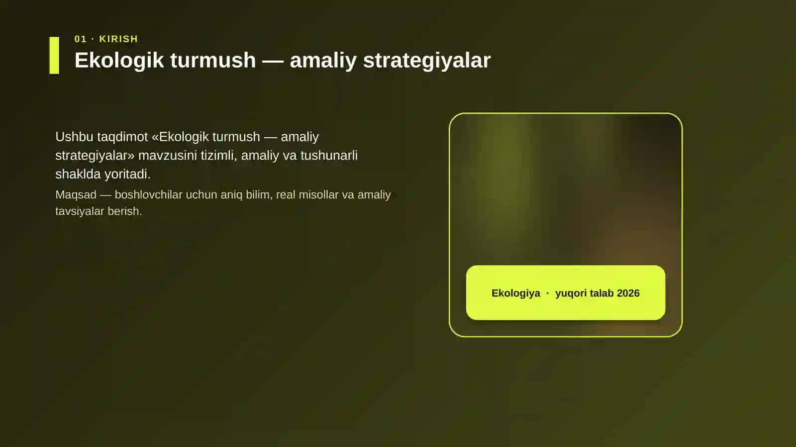 Ekologik turmush — amaliy strategiyalar 4