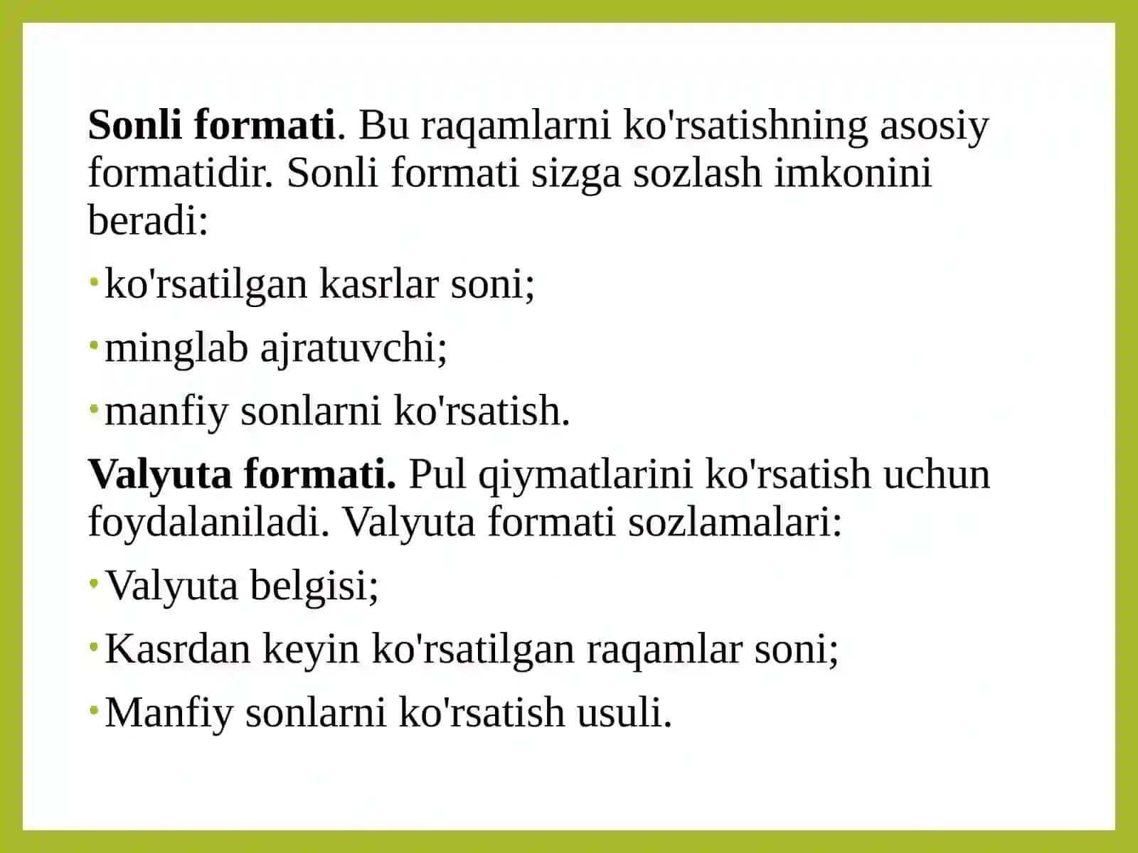 6-amaliymashg’ulot:Sonli ma’lumotlarni qayta ishlash texnologiyasi 4