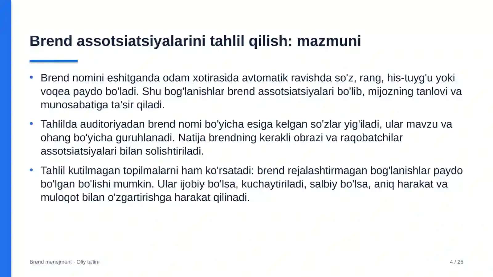 Dam olish maskanlarida brend assotsiatsiyalarini tahlil qilish 4