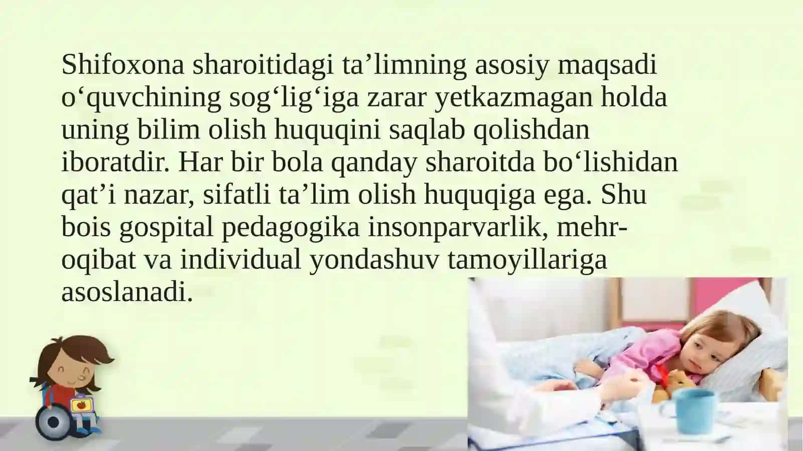 Shifoxonalarda uzoq davolanuvchi maktab o‘quvchilarini ta’lim va tarbiyalash konsepsiyasi 4