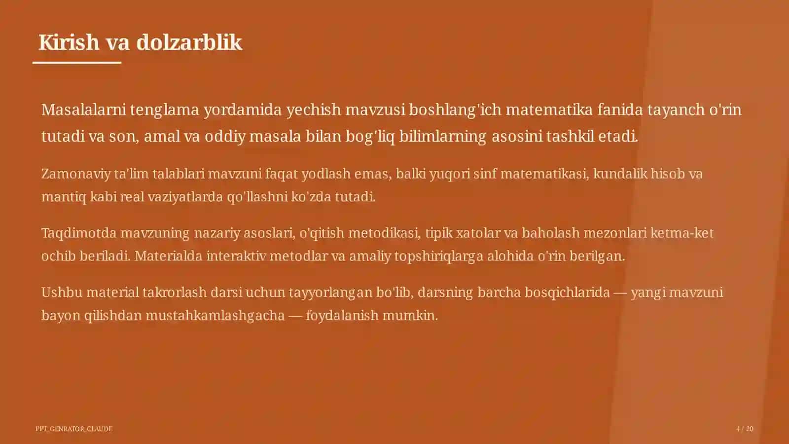 Masalalarni tenglama yordamida yechish (3-sinf) 4