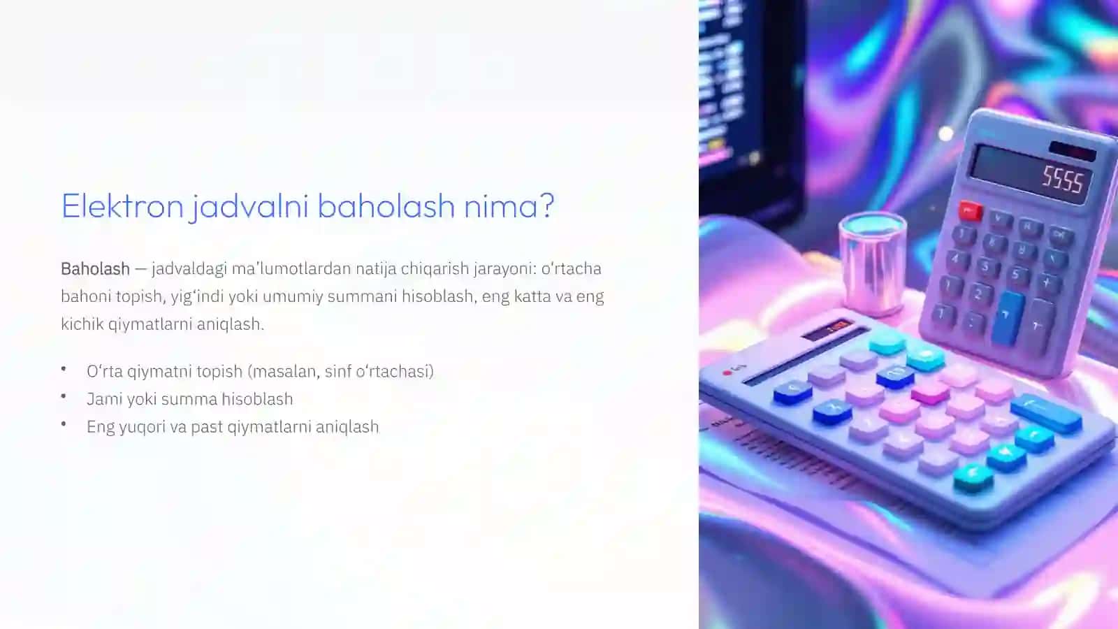 Elektron jadvalni baholash 4