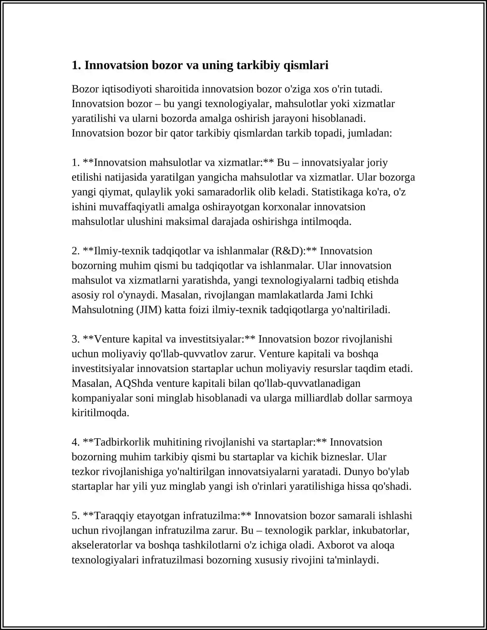 INNOVATSION BOZOR TUZILMASI VA UNING YANGI TEXNOLOGIYALAR RIVOJLANISHIGA TA'SIRI 4