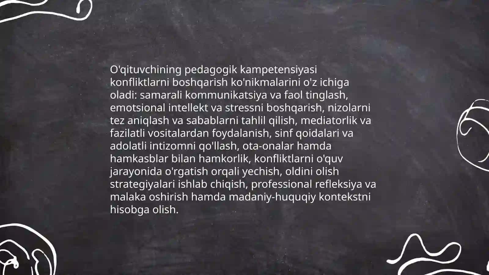 Boshlangich talimda ziddiyatli vaziyatlarni hal qilish pedagogik kampetensiyasi 4