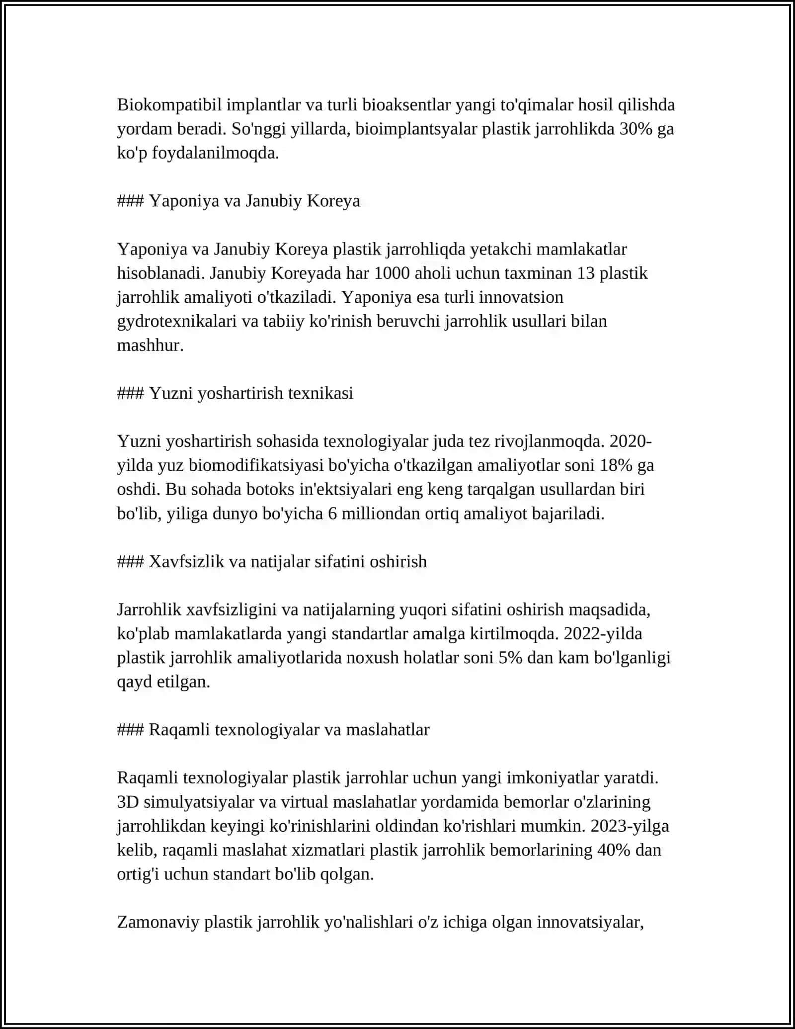 Zamonaviy plastik jarrohlikning rivojlanish yo'nalishlari 4