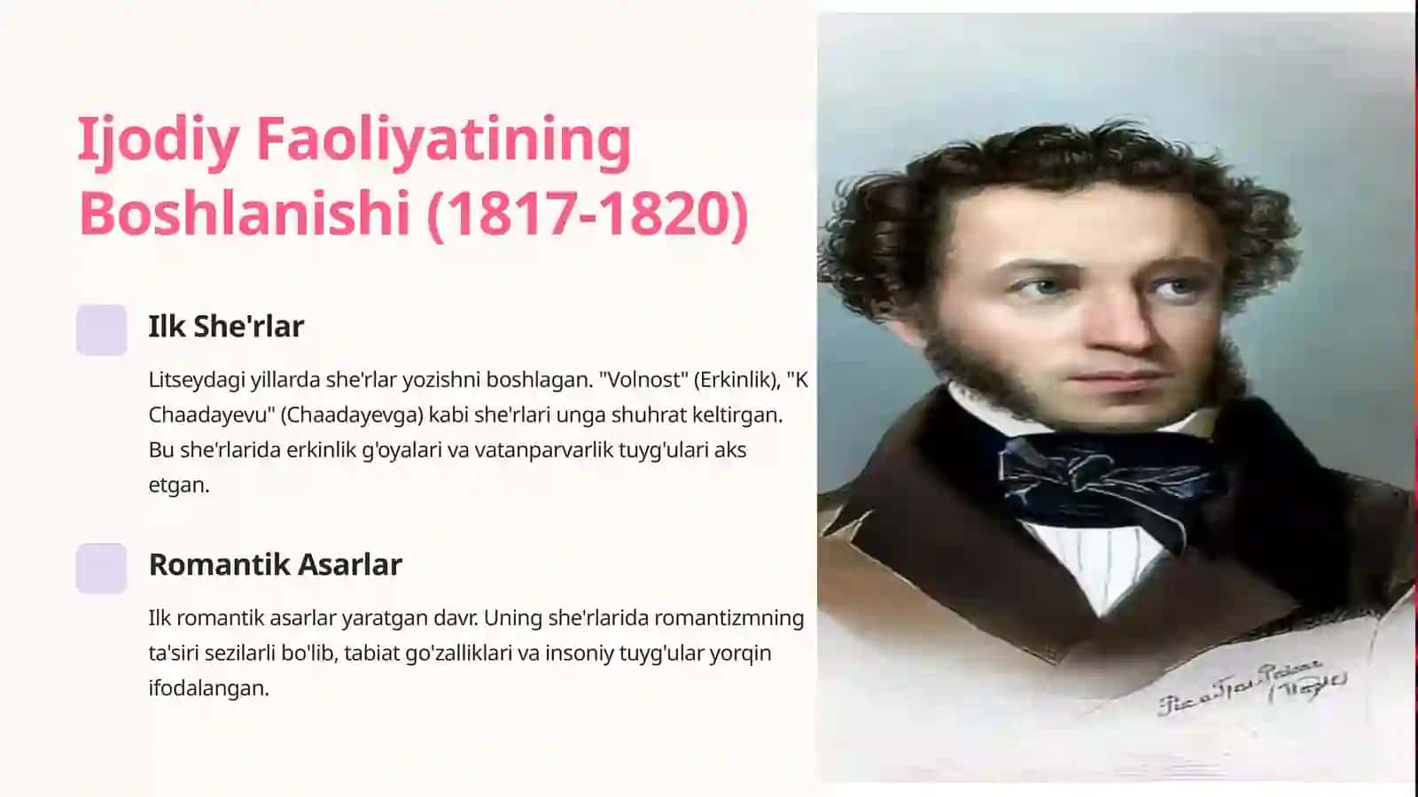 "A.S.Pushkin hayoti va ijodi" 4