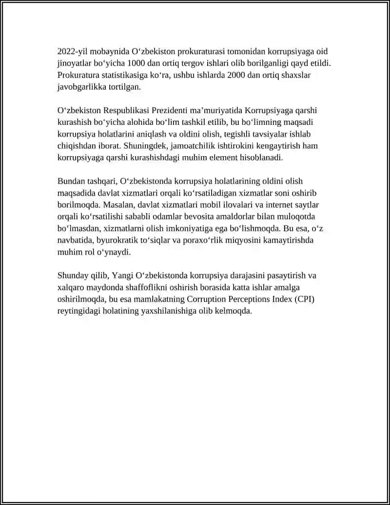 YANGI OZBEKISTONDA IJTIMOIY-SIYOSIY,IQTISODIY-MADANIY HAYOTIDA RO'Y BERAYOTGAN OZGARISHLARNING XALQARO REYTING VA INDEKSLARDA AKS ETISHI 4