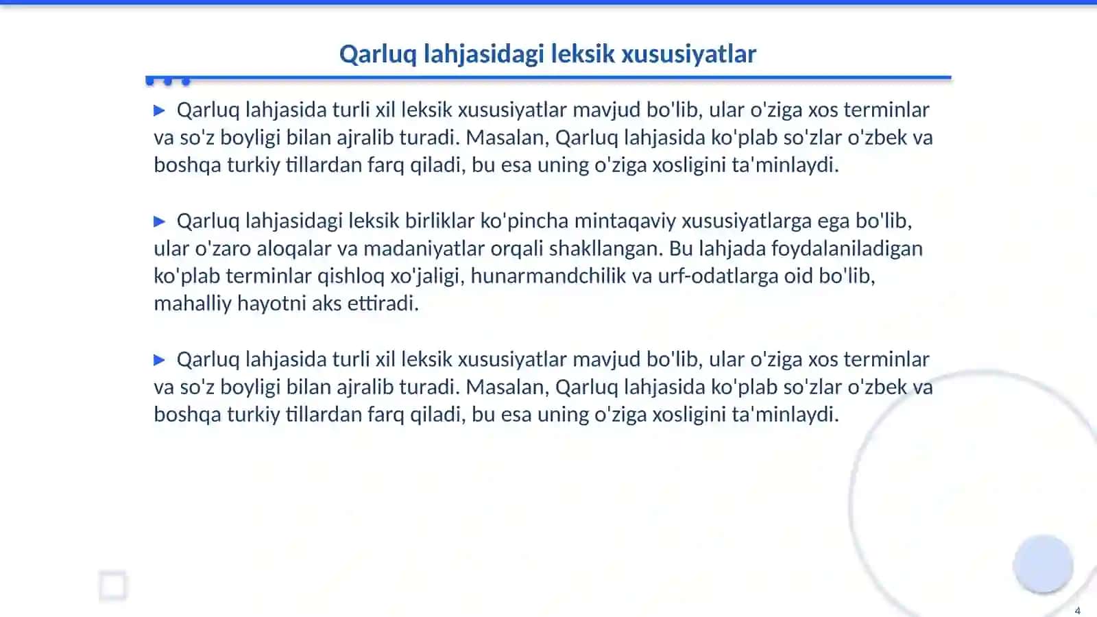 Qarluq lahjasidagi matnlar tahlili 4