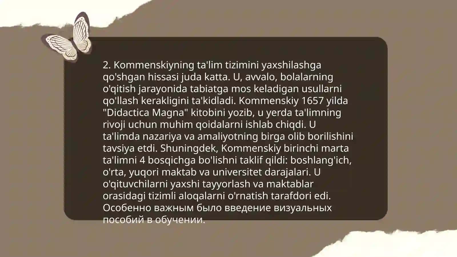 Yan Amos Kommenskiy haqida (Ta'limga qanday yangiliklar kiritgan 4