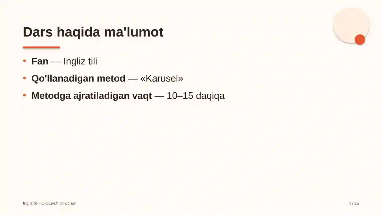 ingliz tili darslarida karusel metodidan foydalanish 9096 4
