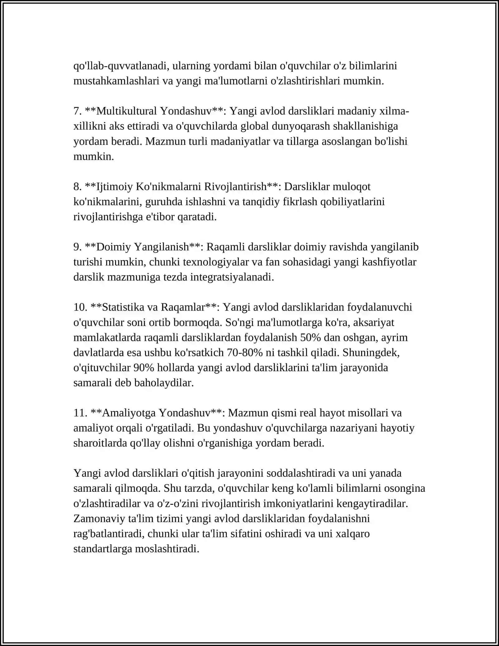 YANGI AVLOD DARSLIKLARINI YARATISHGA QO’YILADIGAN TALABLAR. DARSLIKDAGI O’QUV MATERIALLARINI TIZIMLASHTIRISH TAMOYILLARI 4